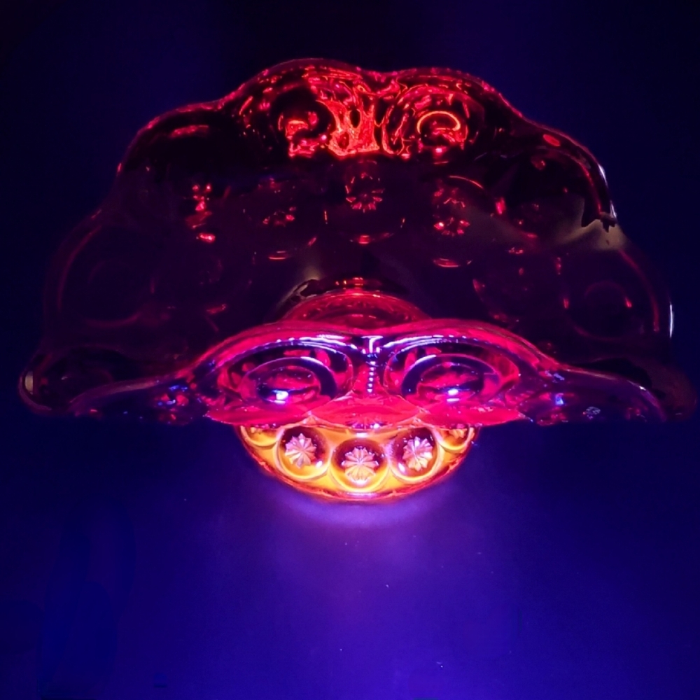 🔥L.E.Smith Moon and Star Amberina Large 12" Thick Ruby Red Caldium Glass Boat